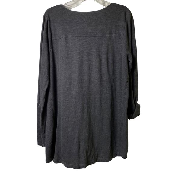 J Jill Long Sleeve Button Front Top Roll Tab Sleeves Sz M (2431) - Picture 2 of 5